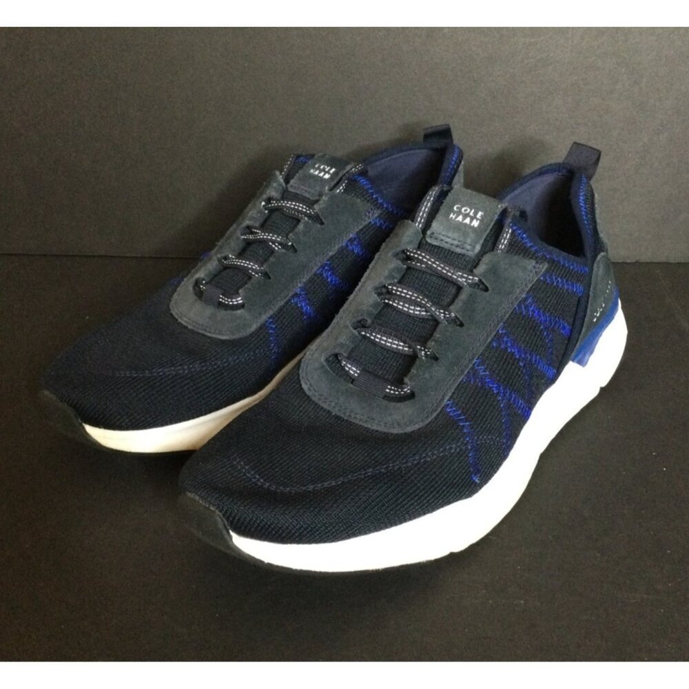 Cole Haan Mens GrandSport Knit Sneakers Navy Blue/White Size 10.5 Shoes